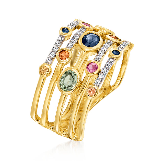 Ross-Simons Multicolored Sapphire Diamond Ring Multicolor US 5 4
