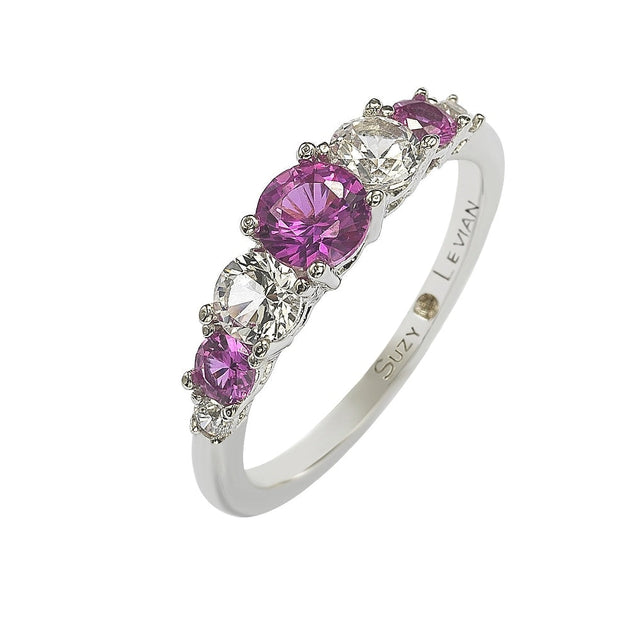 Suzy Levian 7-Stone Ring Silver US 5.5 2