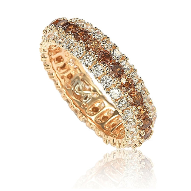 Suzy Levian Rosed Sterling Silver Cubic Zirconia Eternity Band Brown US 8 2