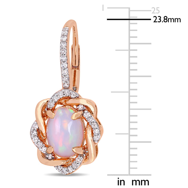 Mimi & Max Ethiopian Opal Diamond Halo Earrings Pink 3