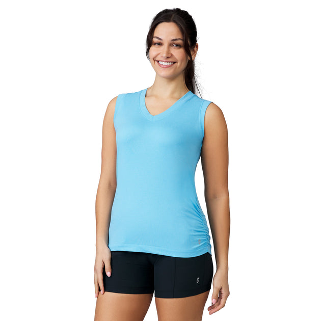 Free Country Women's Microtech Chill V-Neck Tank Top Orange Small 2
