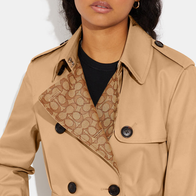 Coach Outlet Signature Lapel Short Trench | ShopSimon