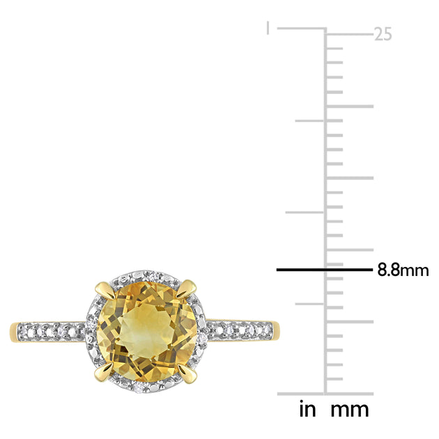 Mimi & Max Halo Diamond and Citrine Engagement Ring Gold US 6 4