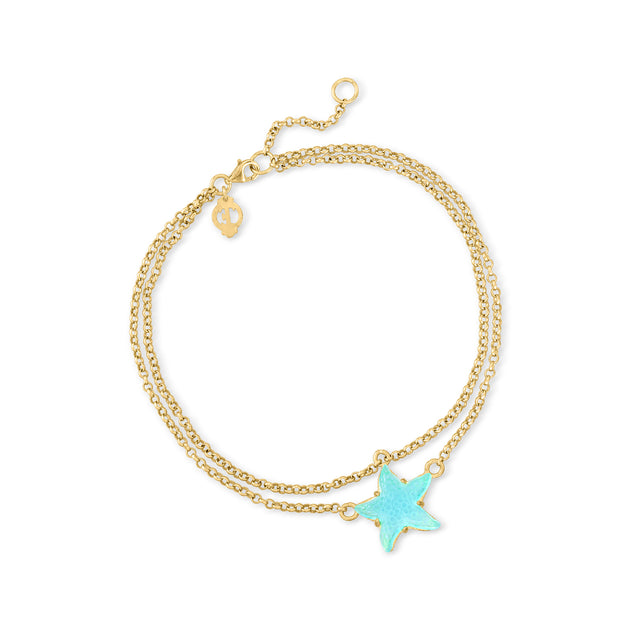 Ross-Simons Italian Light-Blue Glass Starfish Anklet Blue 2