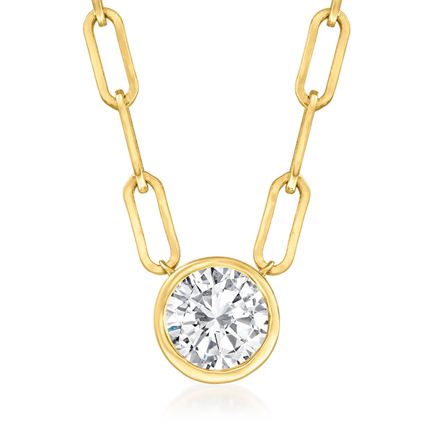 Ross-Simons Bezel-Set Diamond Solitaire Paper Clip Link Necklace Multi 3