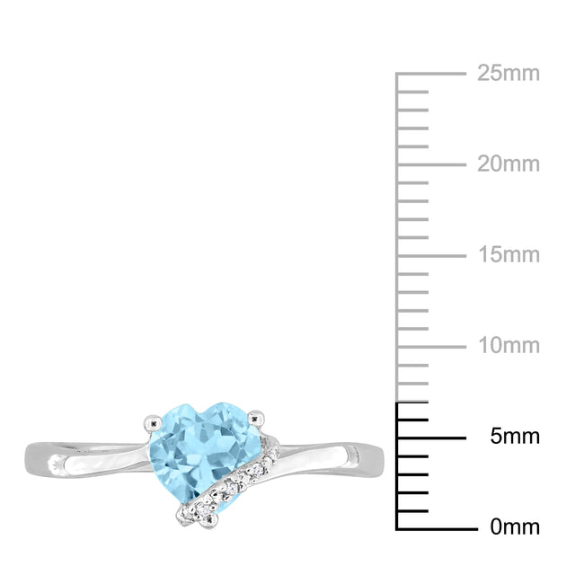 Mimi & Max Heart Shape Sky Blue Topaz Diamond Accent Wrap Ring Blue US 6 4