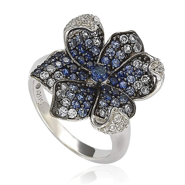 Suzy Levian Sapphire Diamond Ring Blue US 6.5 5