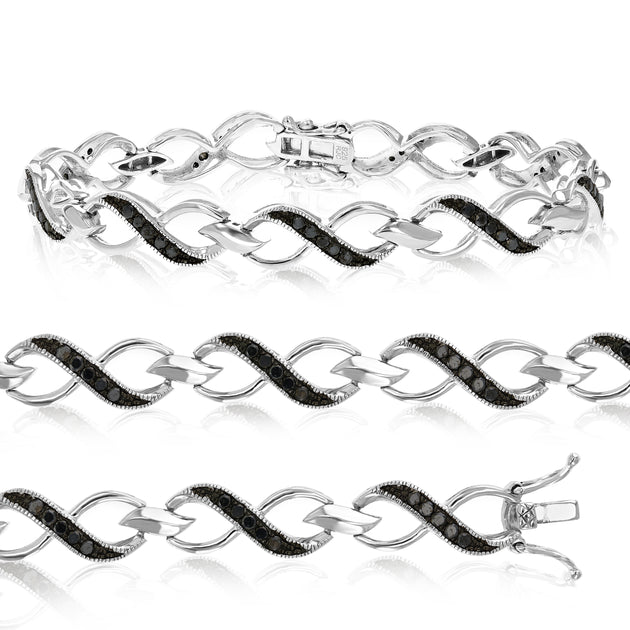 Vir Jewels Sterling Silver Black Diamond Bracelet Silver 2