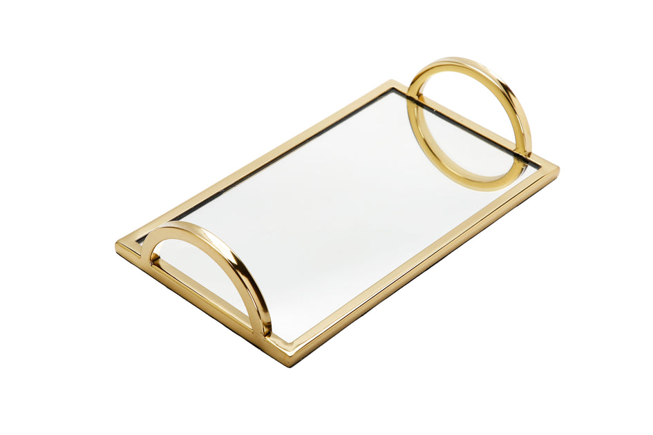 Classic Touch Decor Rectangular Mirror Tray Gold 12in 2