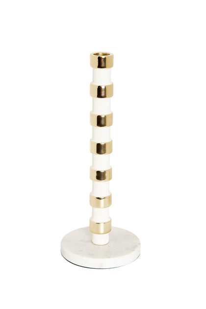Classic Touch Decor Taper Candle Holder White and Gold 12in 2