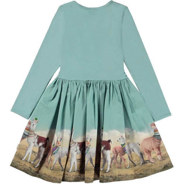 Molo Llama Print Dress Blue US 7-8 2