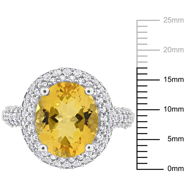 Mimi & Max Oval-Cut Citrine and White Topaz Ring Gold US 5 4