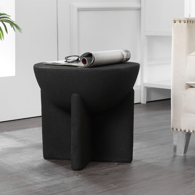 Jonathan Y Brady 16.25 Drum Accent Table Black 3