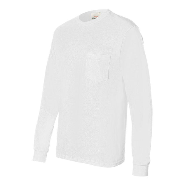 Hanes Authentic Long Sleeve Pocket T-Shirt White XXLarge 4