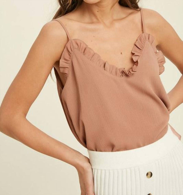Wishlist Ruffle Detail Cami Top Brown Medium 2