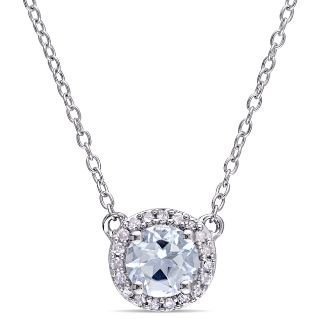 Mimi & Max Halo Necklace Blue Sterling Silver 2