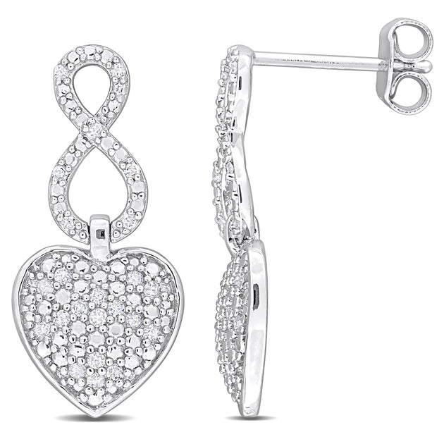 Mimi & Max Heart Infinity Diamond Earrings Silver 2