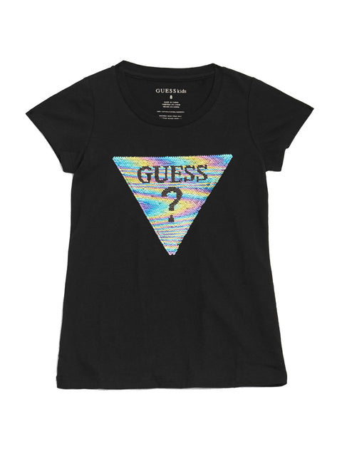 Guess Factory Beatrix Reversible Sequin Logo Tee Black 14 3