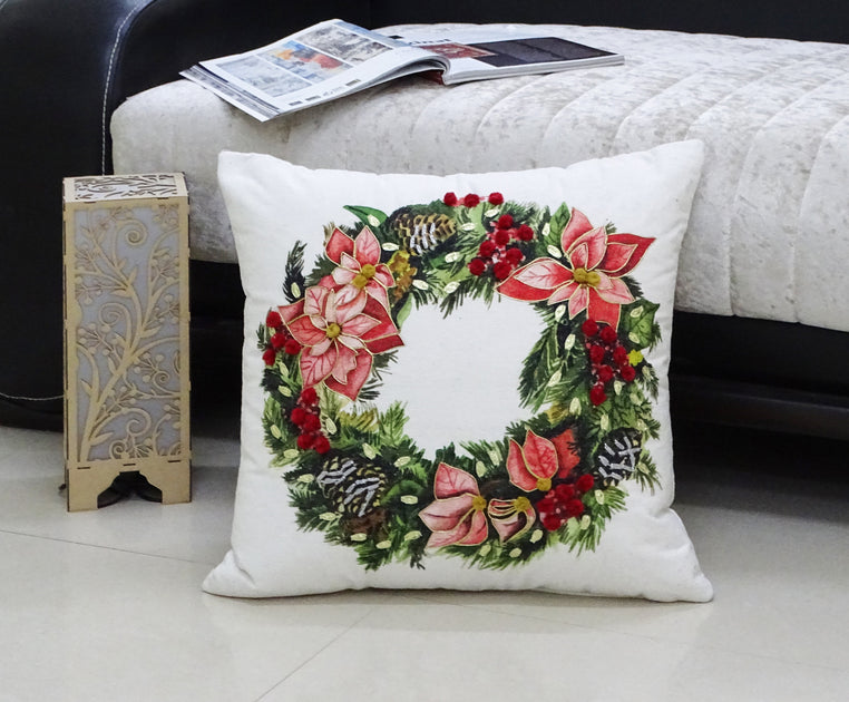 Vibhsa Christmas Throw Pillow Wreath Multicolor 51x51cm 2