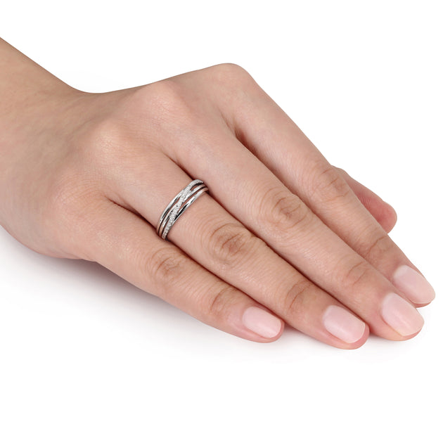 Mimi & Max Diamond Crossover Ring Silver US 5 3