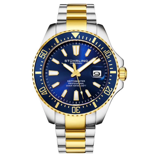 Stuhrling Original Depthmaster 3950A Quartz Diver Silver Blue 42mm 2