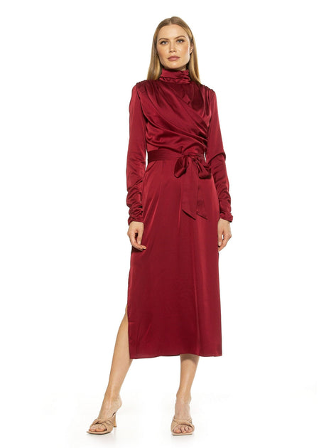alexia admor mock neck satin midi dress ALEXIA ADMOR Mockneck Midi Dress