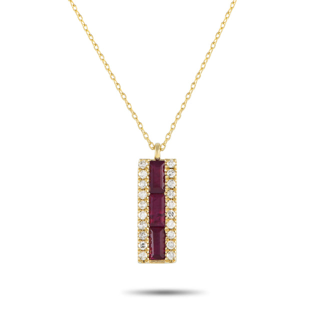 LB Exclusive PD4-16063YRU Diamond Ruby Pendant Necklace Gold 2