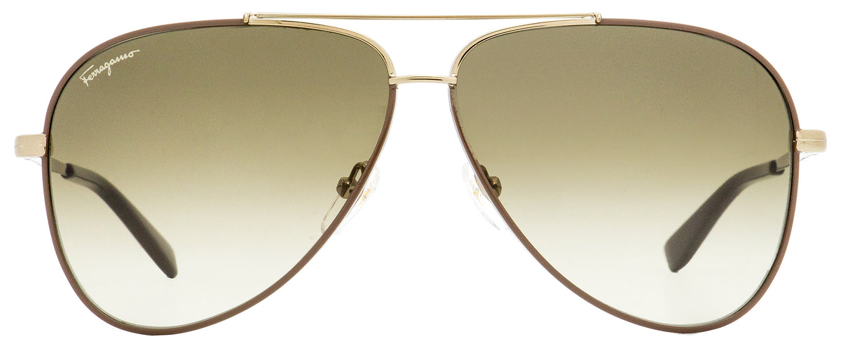 Salvatore Ferragamo Brown Aviator Sunglasses SF131S 211 60 Salvatore Ferragamo SF131S SF/131/S 030 Palladium/Blue Pilot  main image 3