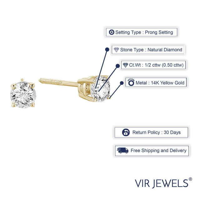 Vir Jewels Diamond Stud Earrings Silver 4