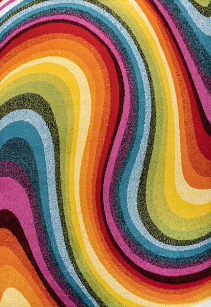 Jonathan Y Flow Abstract Swirl Red/Yellow/Blue Area Rug 3