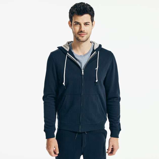 Nautica Solid Full-Zip Hoodie Grey Medium 4