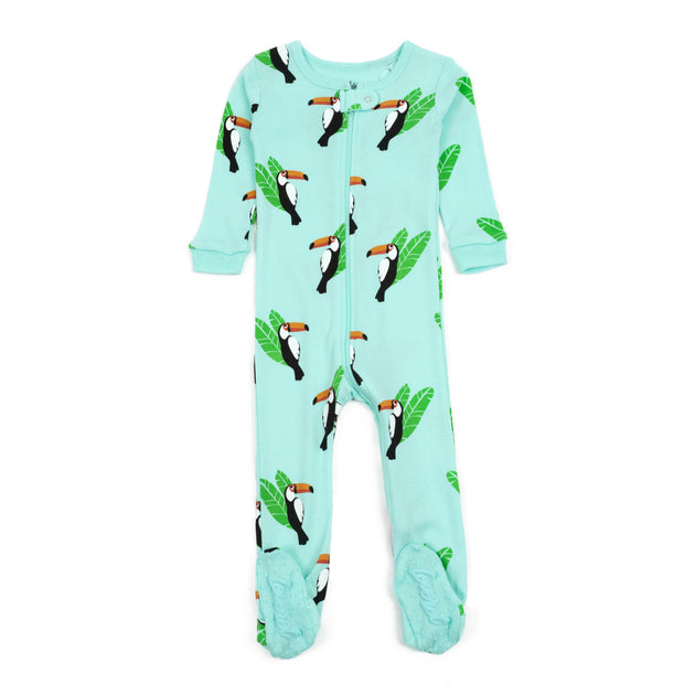 Leveret Kids Footed Cotton Pajamas Toucan Bird Multi 0-3 Months 2