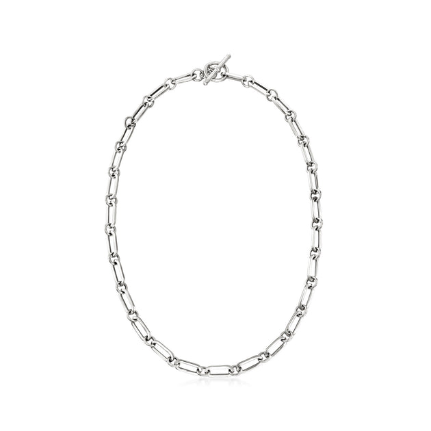 Ross-Simons Sterling Silver Paper Clip Link Toggle Necklace Silver 4