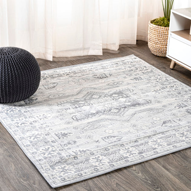 Jonathan Y Modern Persian Vintage Medallion Area Rug Silver 2
