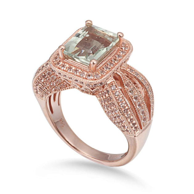 Suzy Levian Sterling Silver Green Amethyst Ring Green US 6.5 2