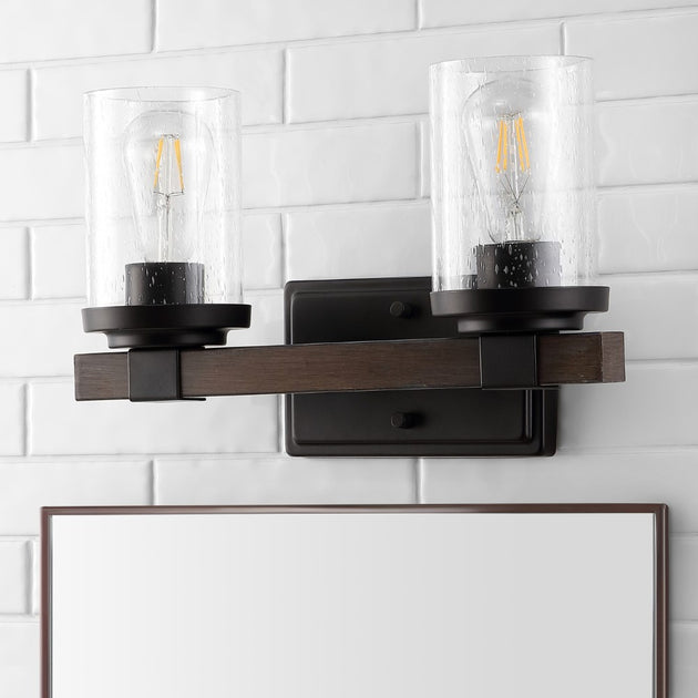 Jonathan Y Bungalow 15 inch 2-Light Iron LED Vanity Light Black 4