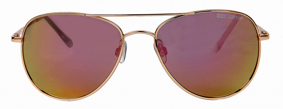 Suzy Levian Women\'s Pink Reflector Mirrored Aviator Gold Frame Sunglasses SUNGAIT Women main image 3