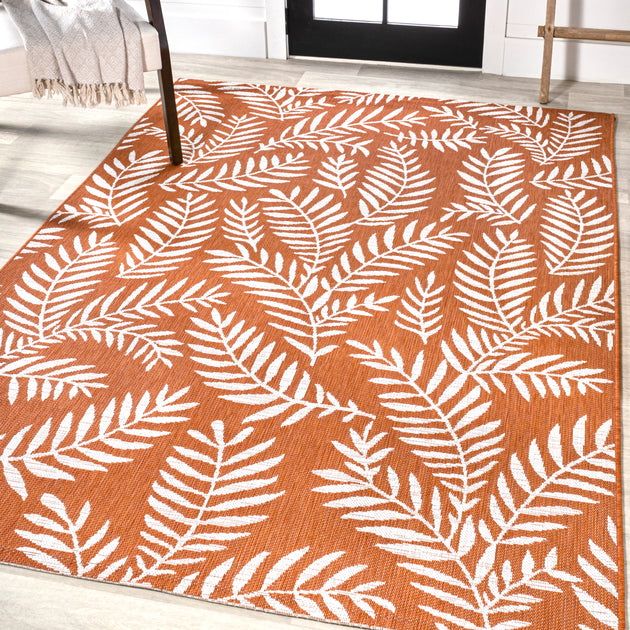 Jonathan Y Nevis Palm Frond Area Rug Orange 2