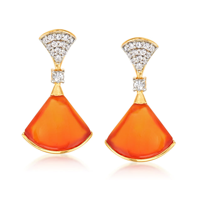 Ross-Simons Carnelian White Topaz Drop Earrings Orange 2