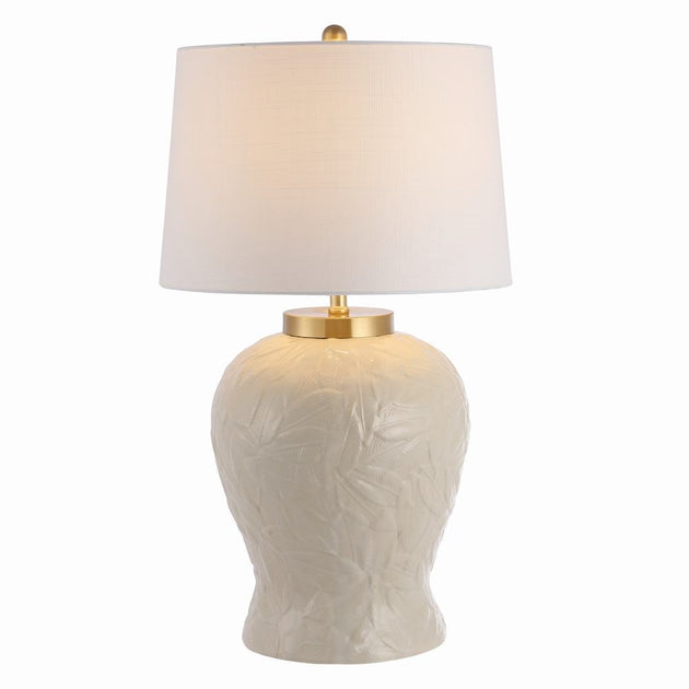 Jonathan Y Regency Palm Leaf 31.5" Table Lamp Ivory 3