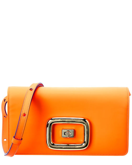 Roger Vivier Viv' Choc Mini Leather Clutch Orange Medium 2