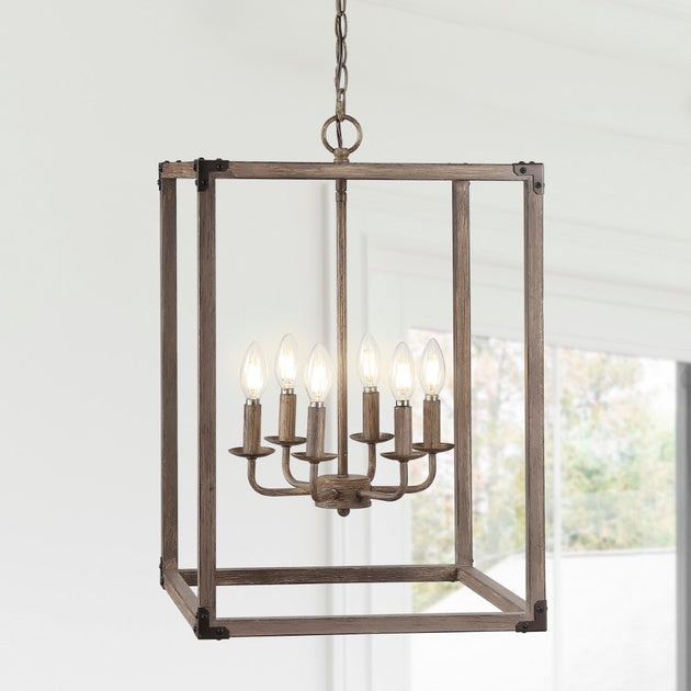 JONATHAN Y Magnolia 16.2 inch 6-Light Iron Rustic Farmhouse LED Pendant 2