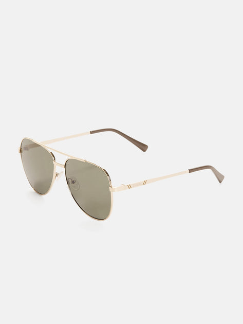 Guess Factory Striped Metal Aviator Sunglasses | ShopSimon