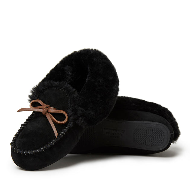 Dearfoams Foldover Moc Suede Slipper Beige US 7 3