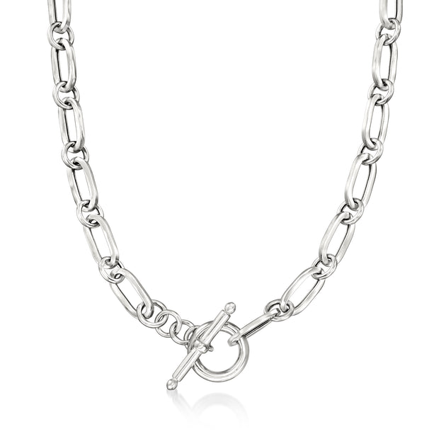 Ross-Simons Sterling Silver Paper Clip Link Toggle Necklace Silver 2