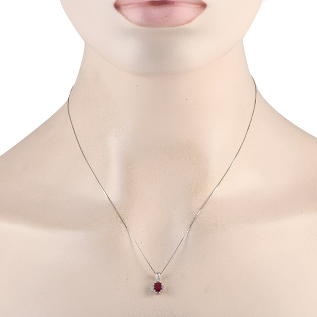LB Exclusive PD4-16049WRU Diamond and Ruby Pendant Necklace White Gold Female 3