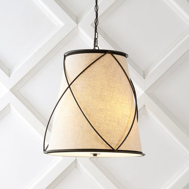 Jonathan Y Milo 19 Inch 3-Light Iron LED Pendant Beige 3