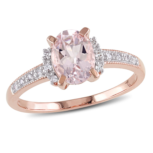 Mimi & Max Morganite Diamond Accent Ring Pink US 8 2