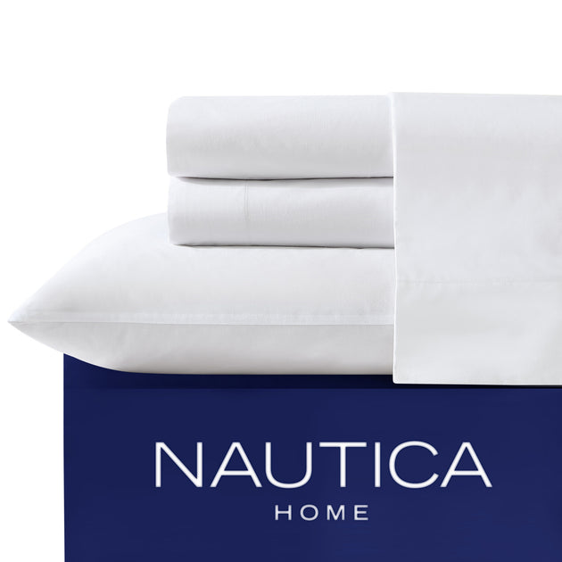 Nautica Solid Full Fitted Sheet White 2