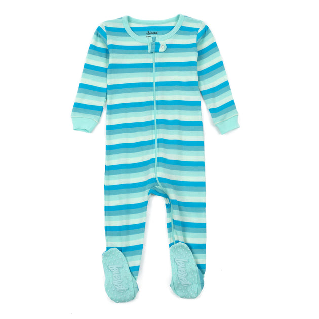 Leveret Kids Footed Cotton Pajamas Striped Multi 12-18 Months 3